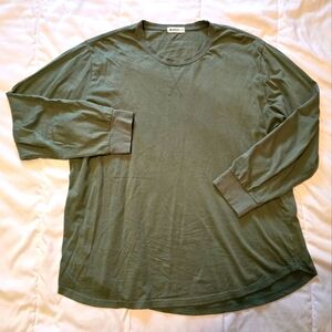Kliegou Long Sleeve T-Shirt Mens XXL Green 100% Cotton Crew Neck Casual Outdoor